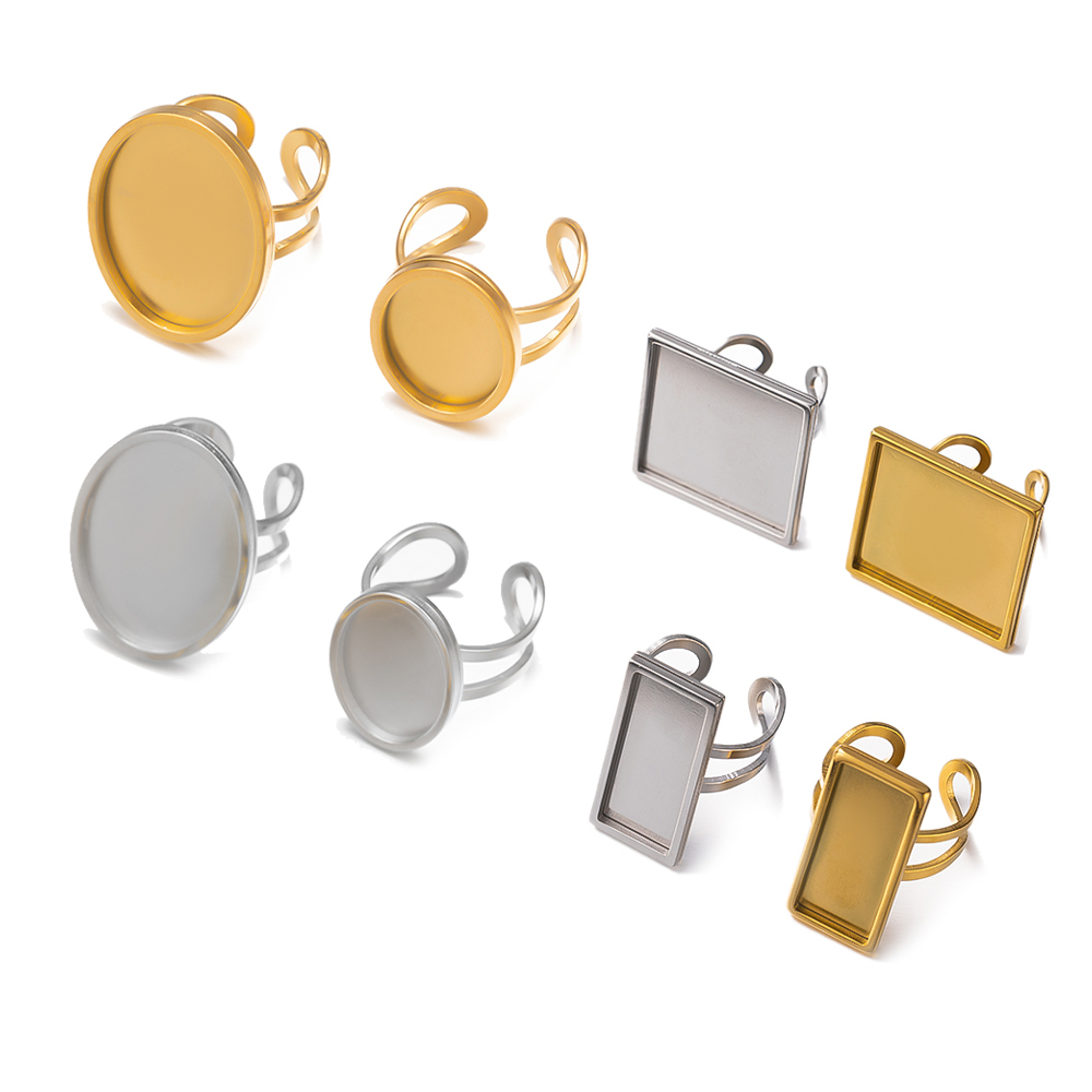 Jewelry Making Ring Tool - 4Pcs Stainless Steel Golden Blank Adjustable
