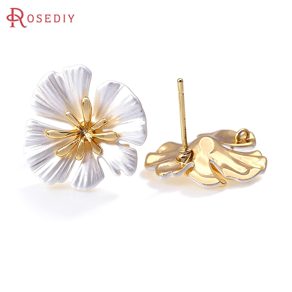 Jewelry Making Metal - 18K Gold Color Brass Flower Stud