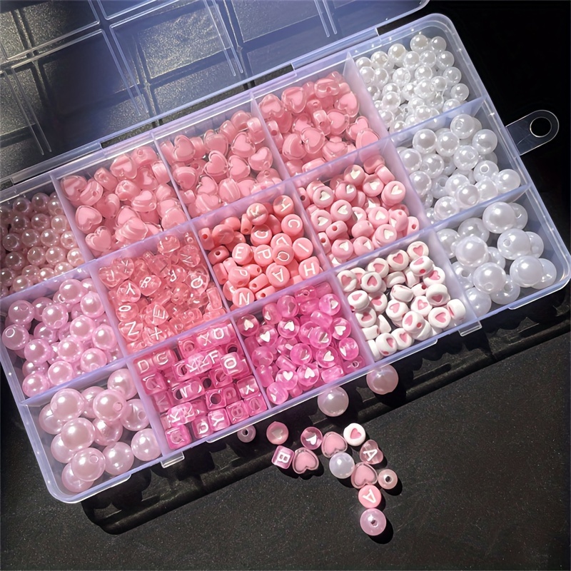 Jewelry Making Tutorial - 10-piece pink alphabet box, acrylic beads,