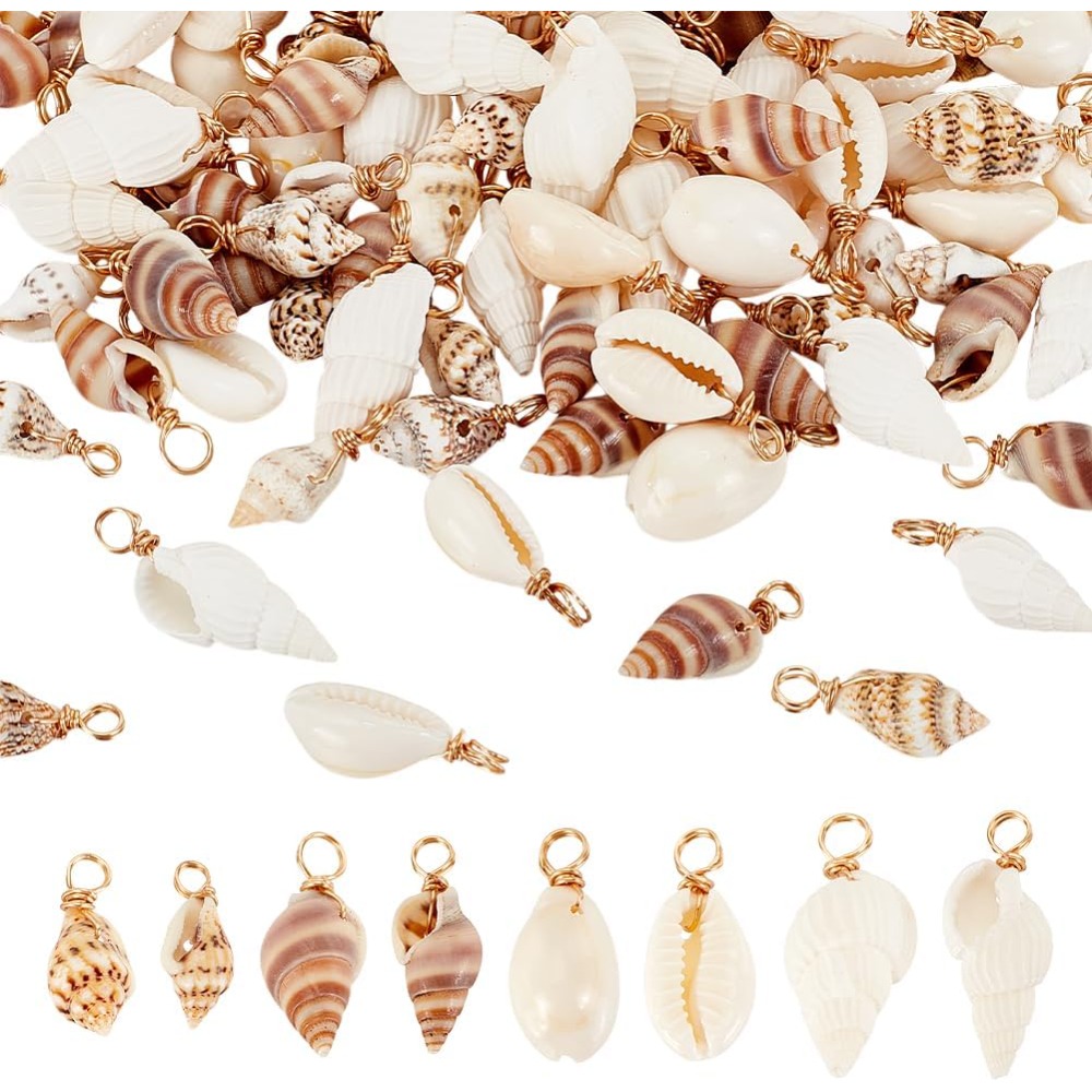 Jewelry Making Tutorial - 100pcs 4 Styles Natural Shell Charms