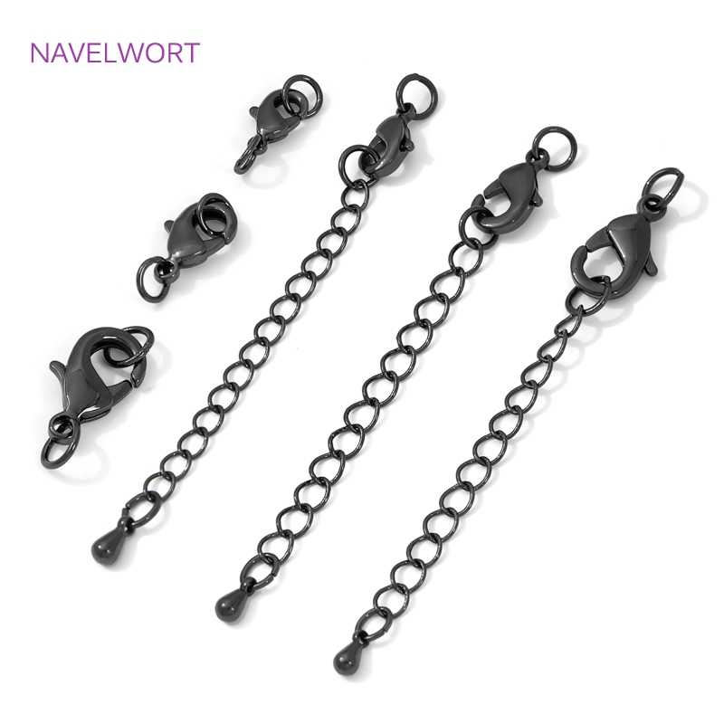 Jewelry Making Metal - Black Color Brass Lobster Clasp&Extender Chain,Clasp