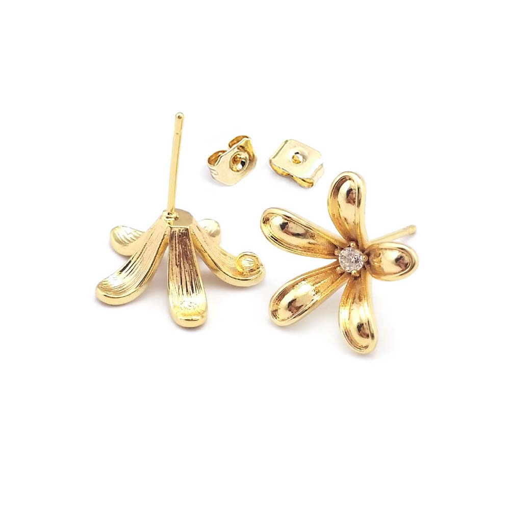 18K Gold Color Brass Flower St - Jewelry Making Metal recension och pris